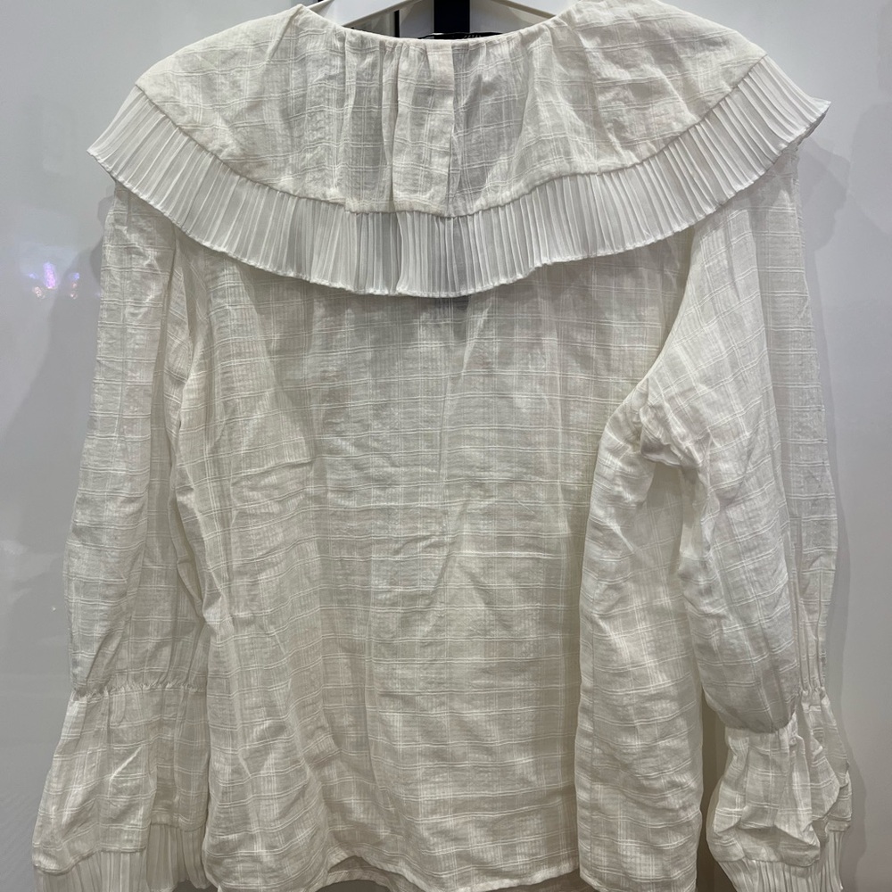 Zara White Ruffled Blouse - Picture 4 of 4